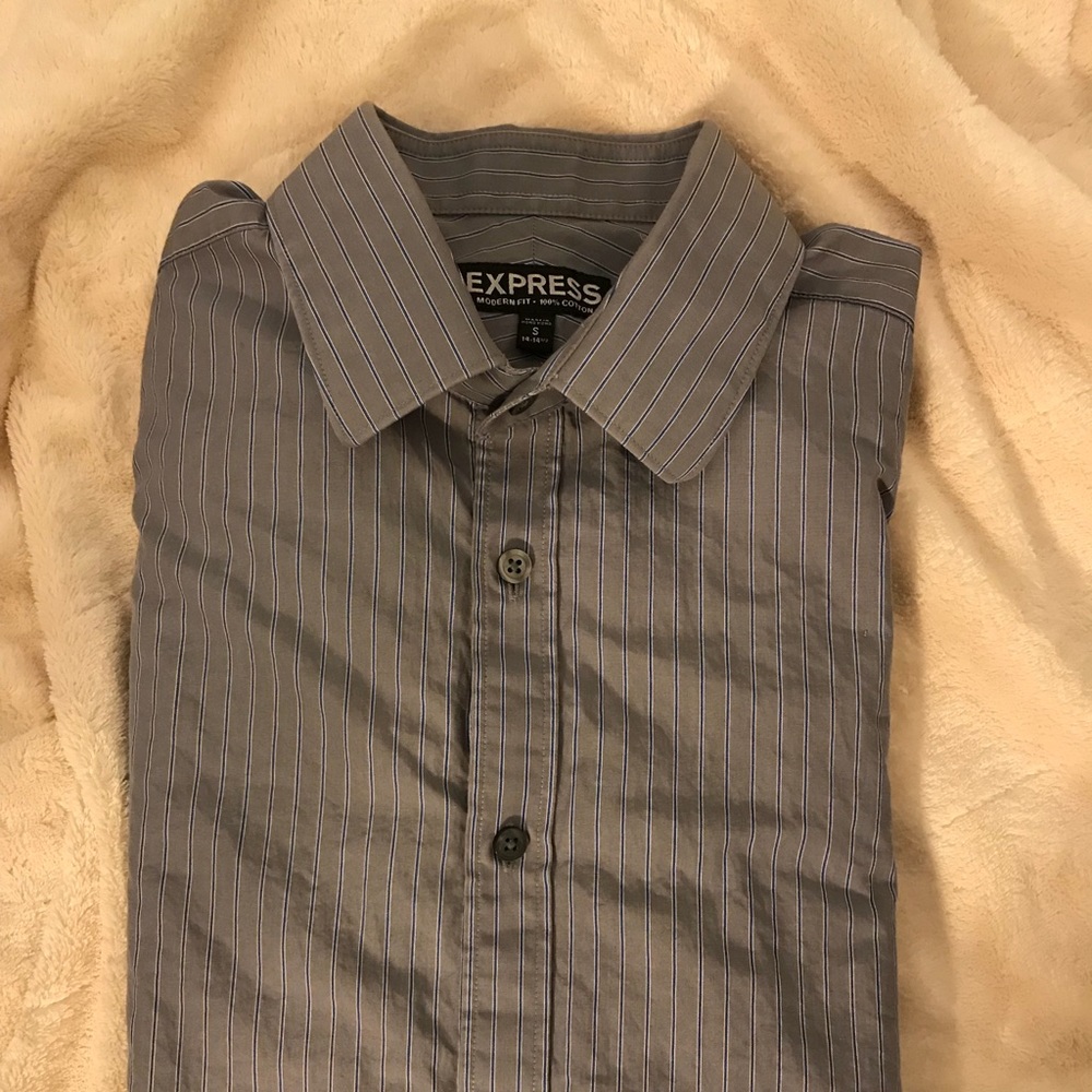 Men’s Express Gray Button Up Dress Shirt Size S
